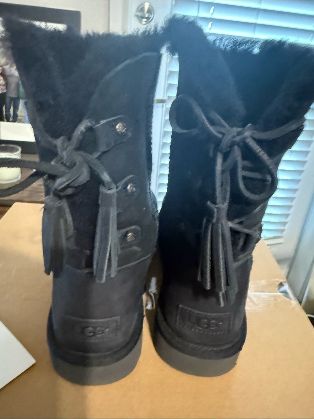 UGG Black Classic Short Suede Shearling Boots, authentic, size 9 - Picture 4 of 9